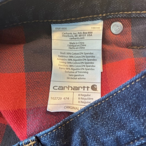 Carhartt Blaine Dark Wash flannel lined jeans - Picture 5 of 13